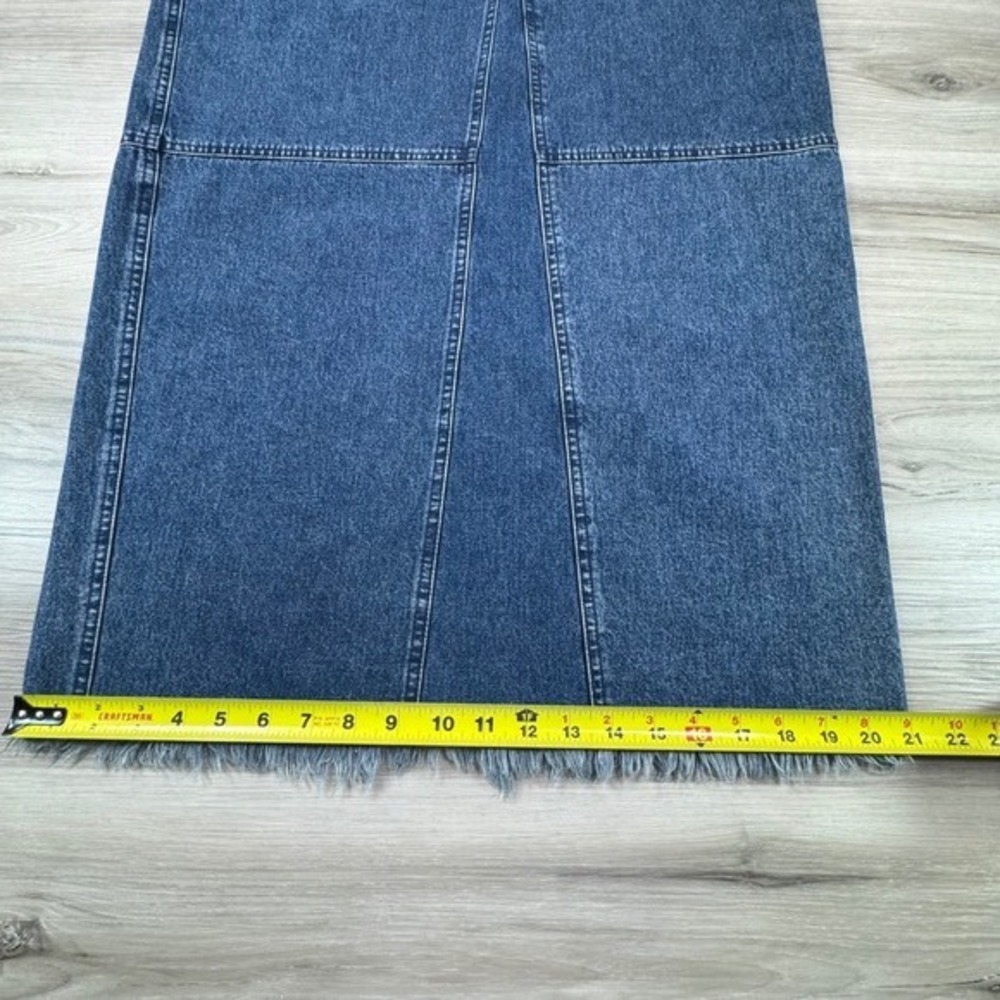 Denim Midi Pencil Skirt - Dark Blue - Picture 3 of 10